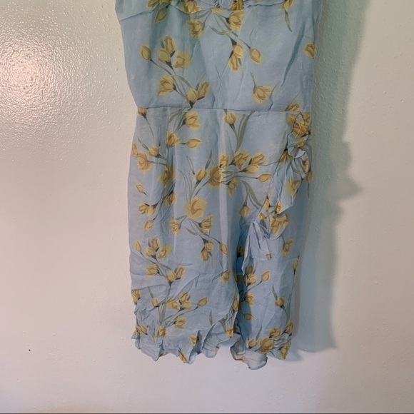 Fletch Tulip Floral Print Mini Dress Light Blue Ruffle - Picture 7 of 13